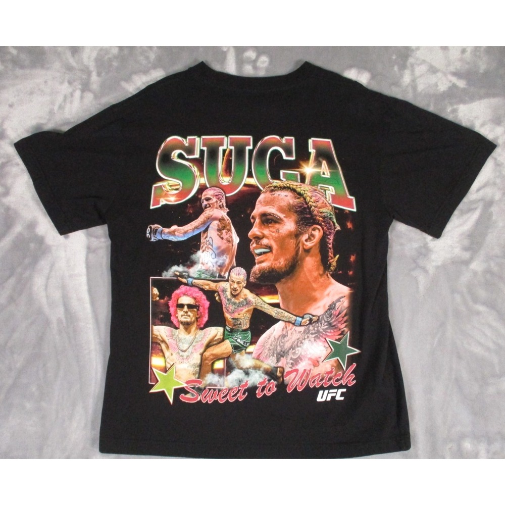 Sean Omalley Shirt men's Sz M Black UFC Suga Graphic Double Sided MMA Jiu Jitsu
